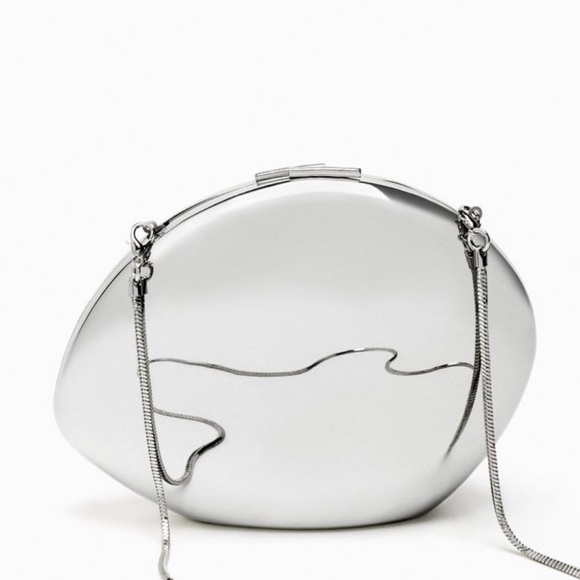Zara Sleek Silver Clutch -NWT
